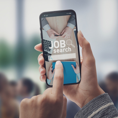 Job Search Phone Being Held